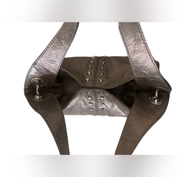 Michael Kors Aster Studded Snap Bag Metallic Gray - Picture 3 of 13